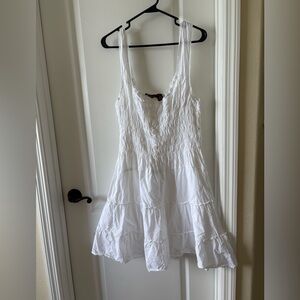 Speed Control New York XL Ivory Smocked Tiered Cotton Dress Sleeveless